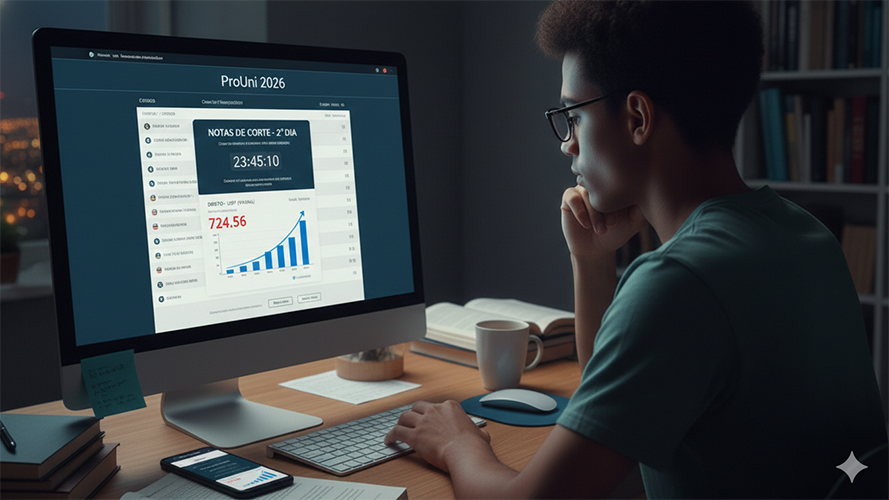 Segundo Dia de ProUni 2026: Como monitorar e reagir às Notas de Corte